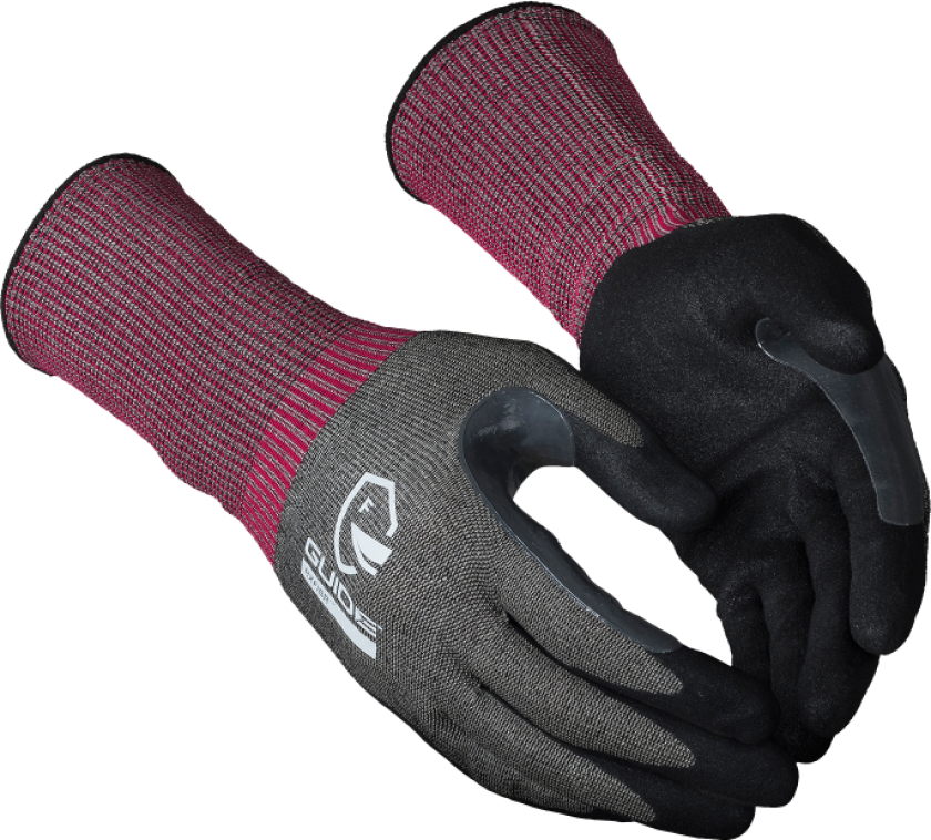 Skjærebeskyttelseshanske – Høy kuttbeskyttelse (223590103, Svart/Rød, 6 Par, størrelse-7)