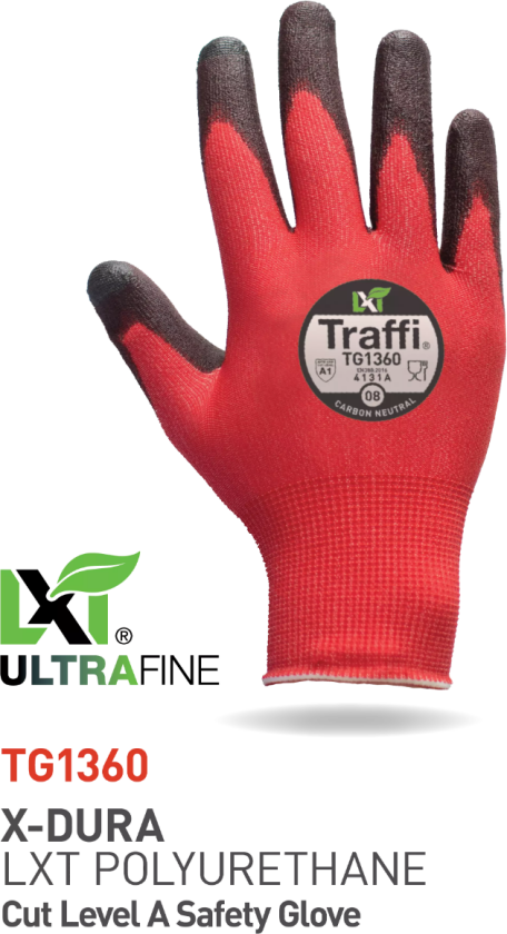 LXT Cut A Ultrafine X-Dura PU-hanske, Rød, 10 Par, STR-TG1360-RED-06, Størrelse 06