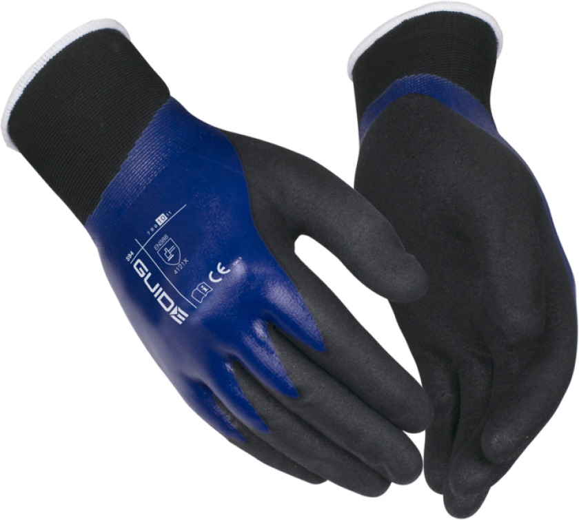 HANSKE GUIDE 594 HP – Vannavvisende, høy slitestyrke (223605307, Blå/Svart, 12 Par, størrelse-11 HP)