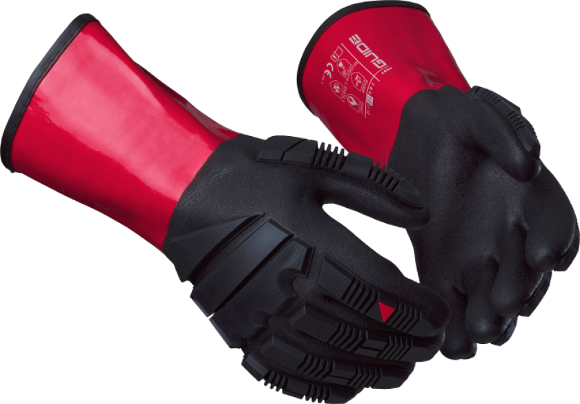 Slaghanske – Kjemikaliebeskyttelse, høy slitestyrke(223590303, Svart/Rød, 3 Par, størrelse-7)