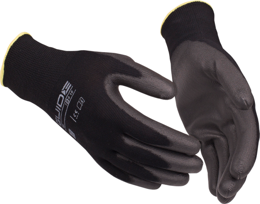 Arbeidshanske 589 – Berøringsskjermkompatibel (223604914, Svart/Grå, 12 Par, størrelse-8)