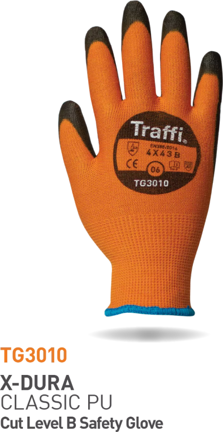 Cut B PU Palm Dip Glove, Orange/Black, 10 Par, STR-TG3010-ORG-09, Størrelse 09