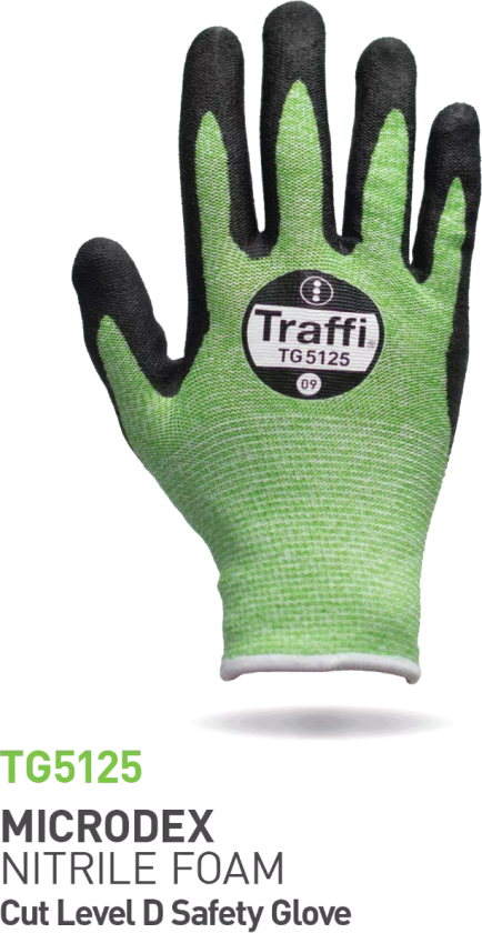 Cut D Nitrile Foam Håndteringshanske, Grønn/Svart, 10 Par, STR-TG5125-GRN-11, Størrelse 11