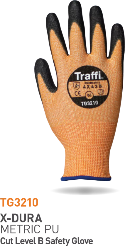 Cut B PU Hanske, Oransje/Svart, 10 Par, STR-TG3210-ORG-12, Størrelse 12