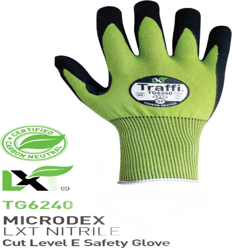 LXT Cut E MicroDex Nitrile Hanske, Grønn/Svart, 10 Par, STR-TG6240-GRN-06, Størrelse 06