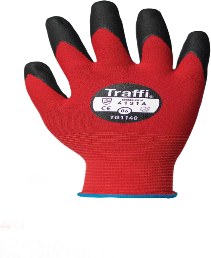 Cut A Microdex Nitrile Hanske, Rød/Svart, 10 Par, STR-TG1140-RED-06, Størrelse 06