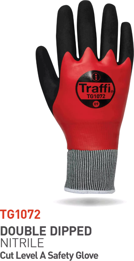 Cut A Thermal Waterproof Nitrile Full Dip Glove, Rød/Svart, 5 Par, STR-TG1072-RED-11, Størrelse 11