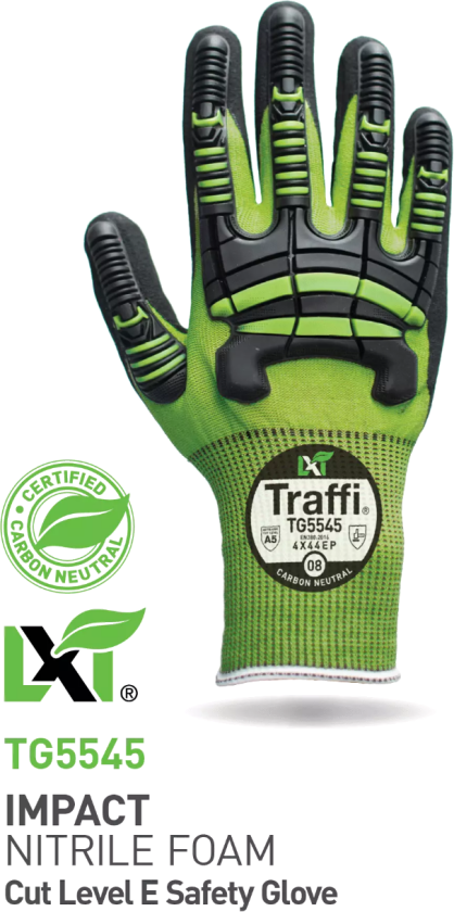 LXT Cut E Impact MicroDex Nitrile Hanske, Grønn/Svart, 5 Par, STR-TG5545-GRN-09, Størrelse 09