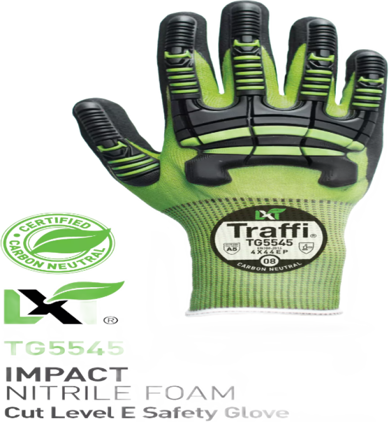 LXT Cut E Impact MicroDex Nitrile Hanske, Grønn/Svart, 5 Par, STR-TG5545-GRN-06, Størrelse 06