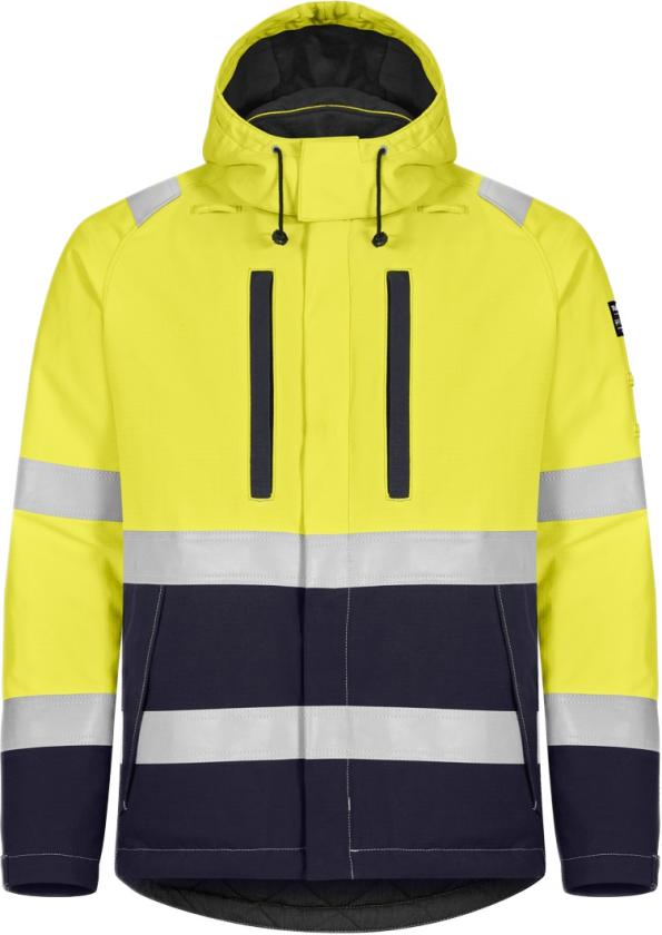 Vinterjakke – Flammehemmende, Vannavstøtende (58088194-2XL, Gul/marineblå, 1 Stykk, størrelse-2XL)