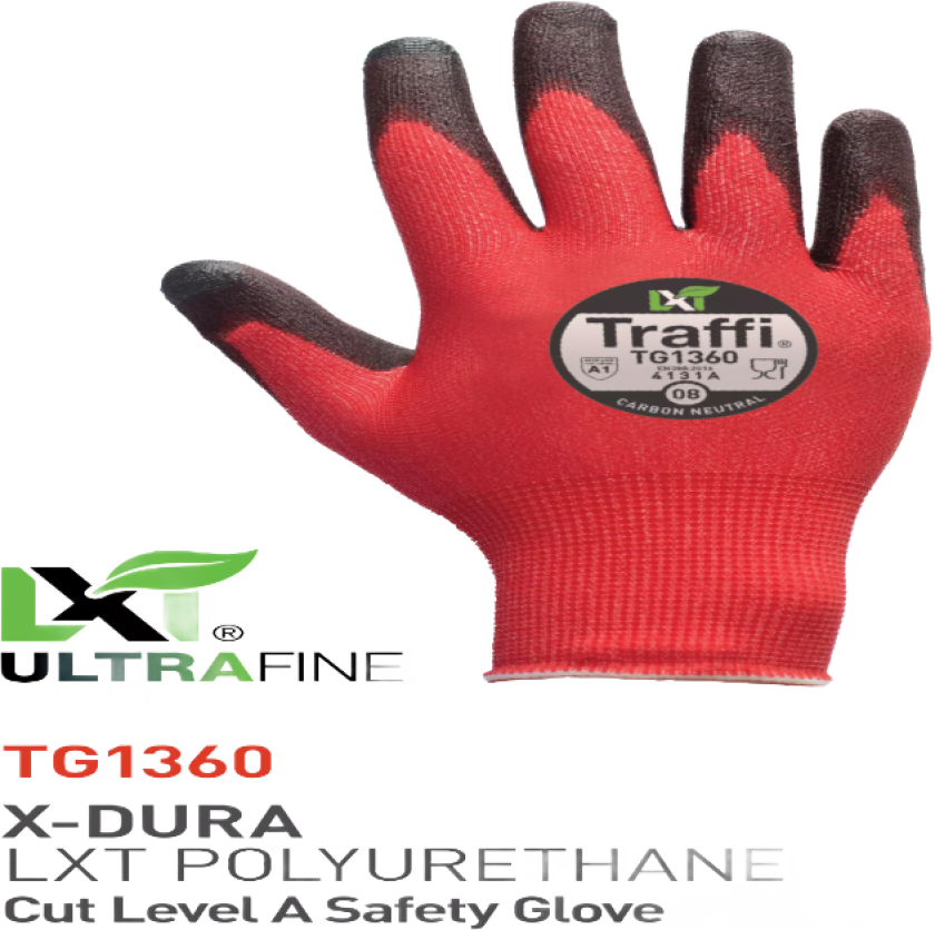 LXT Cut A Ultrafine X-Dura PU-hanske, Rød, 10 Par, STR-TG1360-RED-05, Størrelse 05