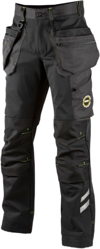 Superstretch Hengende Bukser – Slim Fit, Høy Slitestyrke (6086-44, Svart/mørk grå, 1 Stykk, størrelse-44)