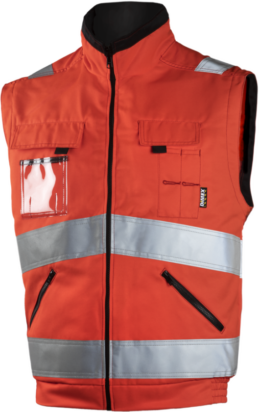 Hv-red Safety Vest – Refleks og Praktiske Lommer (6740LU-M, rød, 1 Stykk, størrelse-M)