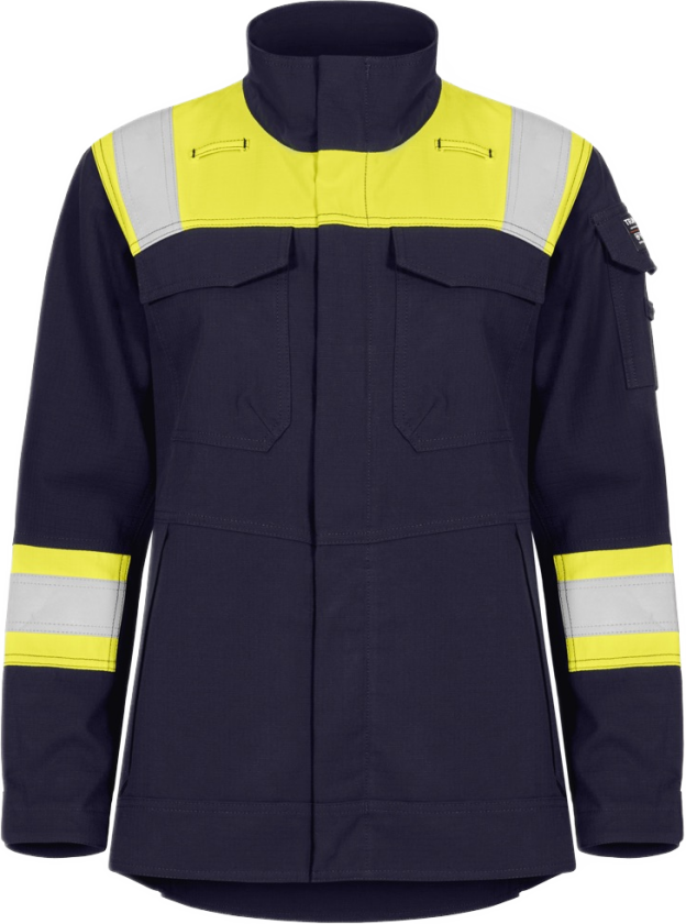 Damejakke – Lett, Flammehemmende (60378194-L, Gul/marineblå, 1 Stykk, størrelse-L)