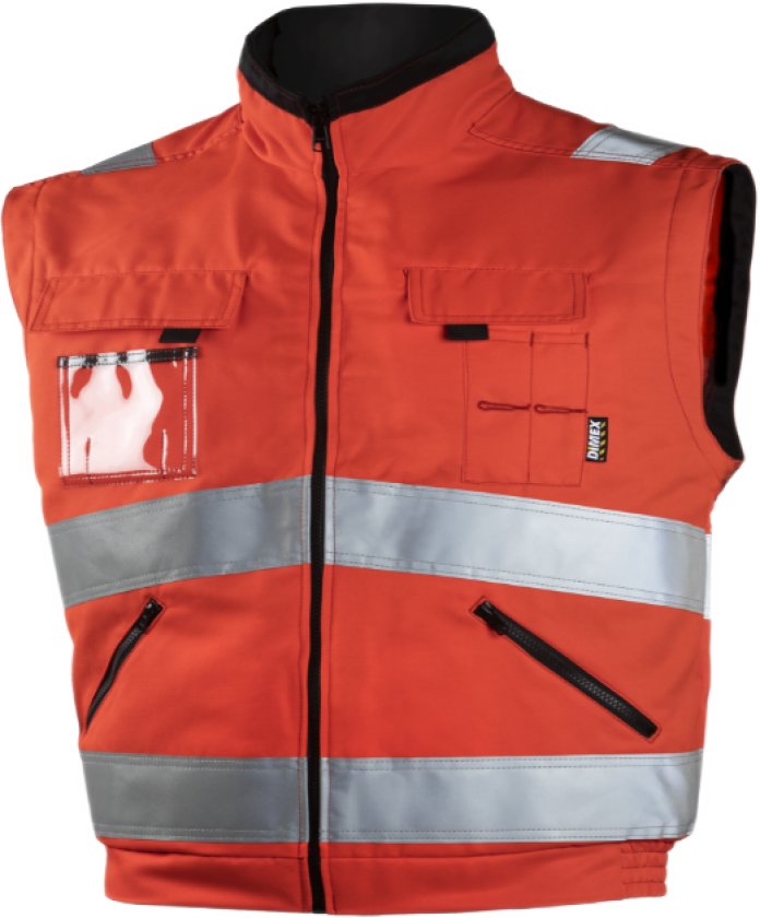Hv-red Safety Vest – Refleks og Praktiske Lommer (6740LU-S, rød, 1 Stykk, størrelse-S)