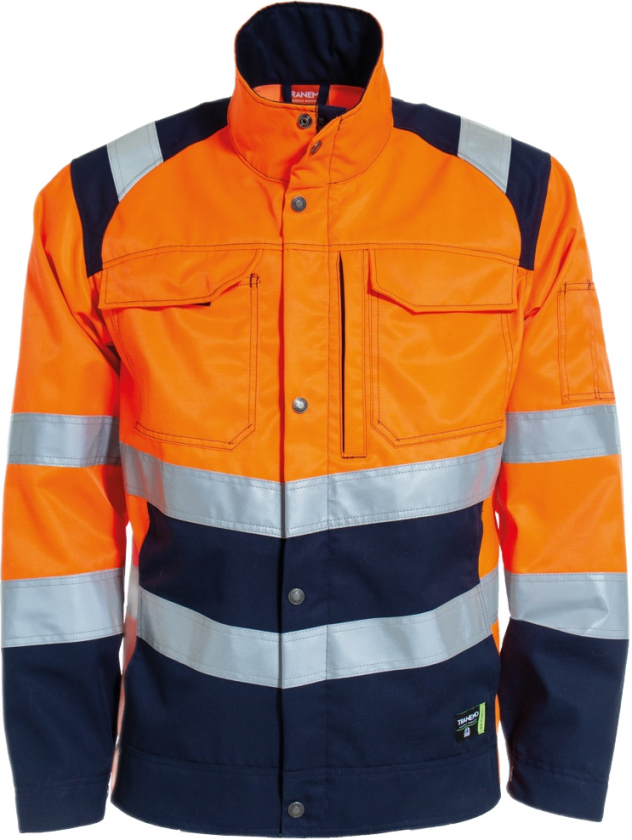 Jakke Med Fleecefôr – Høy Synlighet (43354493-3XL, Orange / Navy Blue, 1 Stykk, størrelse-3XL)