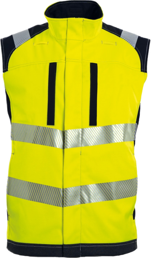 Softshellvest – Metallfri, Flammehemmende (51659594-2XL, Gul/marineblå, 1 Stykk, størrelse-2XL)