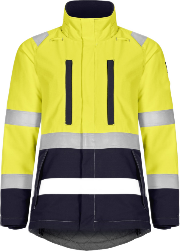 Vinterjakke Dame – Flammehemmende, Vinterfôret (58028194-L, Gul/marineblå, 1 Stykk, størrelse-L)