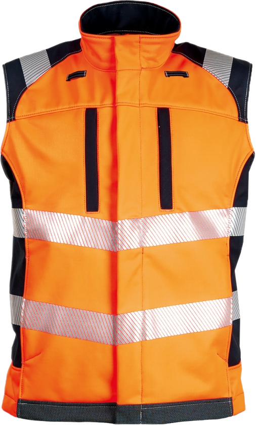 Softshellvest – Flammehemmende, Vannavvisende (52639593-2XL, Oransje/marine, 1 Stykk, størrelse-2XL)