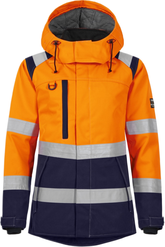 Dame Vinterjakke – Flammehemmende, Vanntett (52098293-2XL, Oransje/marine, 1 Stykk, størrelse-2XL)