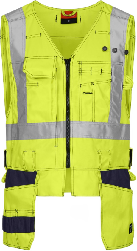 Håndverksvest – Høy synlighet, PFAS-fri (43604494-M, Gul/marineblå, 1 Stykk, størrelse-M)