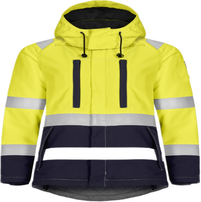 Vinterjakke Dame – Flammehemmende, Vinterfôret (58068194-S, Gul/marineblå, 1 Stykk, størrelse-S)