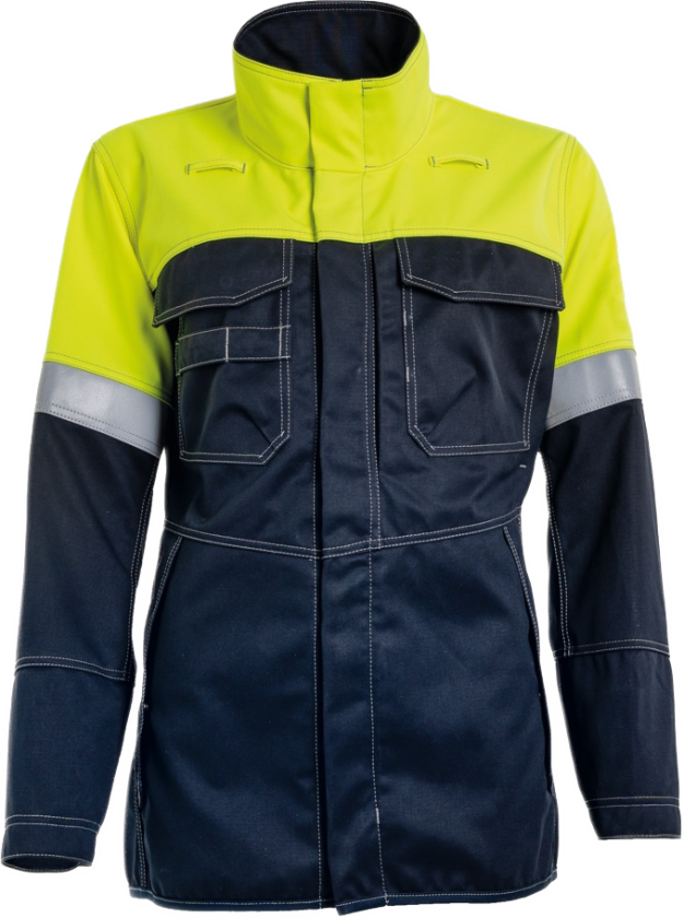 Damejakke – Flammehemmende, Høy Komfort (57378894-2XL, Gul/marineblå, 1 Stykk, størrelse-2XL)