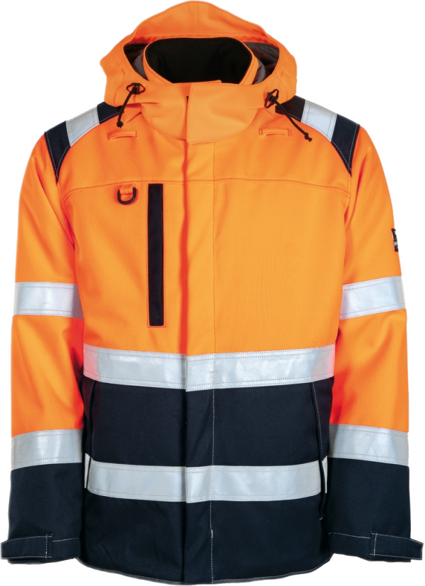 Vinterjakke – Flammehemmende, Vanntett (52088293-XL, Oransje/marine, 1 Stykk, størrelse-XL)