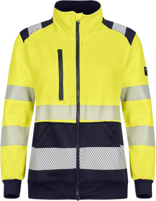 Collegejakke Dame – Myk, Komfortabel Kvalitet (43362694-L, Gul/marineblå, 1 Stykk, størrelse-L)