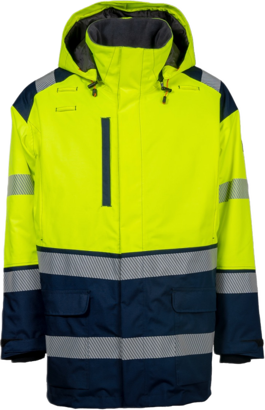 Vinterparkas – Slitesterk, PFAS-fri (43184694-3XL, Gul/marineblå, 1 Stykk, størrelse-3XL)
