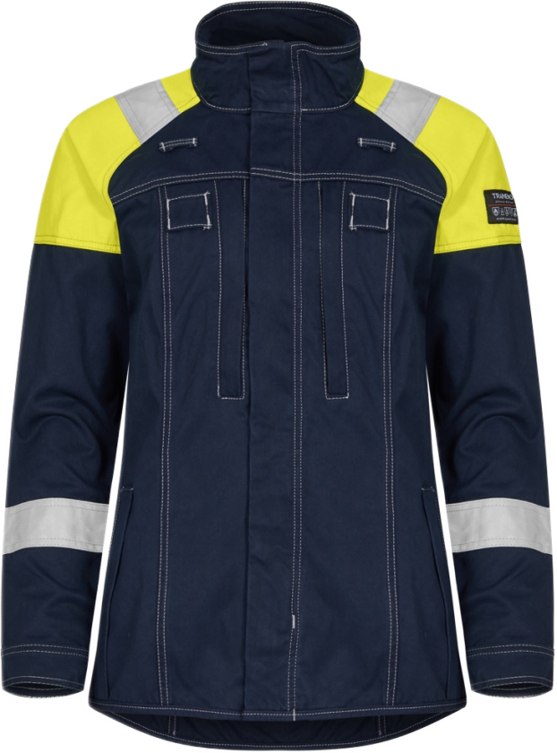 Damejakke – Flammehemmende, PFAS-fri (57398894-3XL, Gul/marineblå, 1 Stykk, størrelse-3XL)