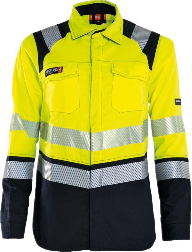 Dameskjorte – Flammehemmende, Komfortabel (50799194-2XL, Gul/marineblå, 1 Stykk, størrelse-2XL)