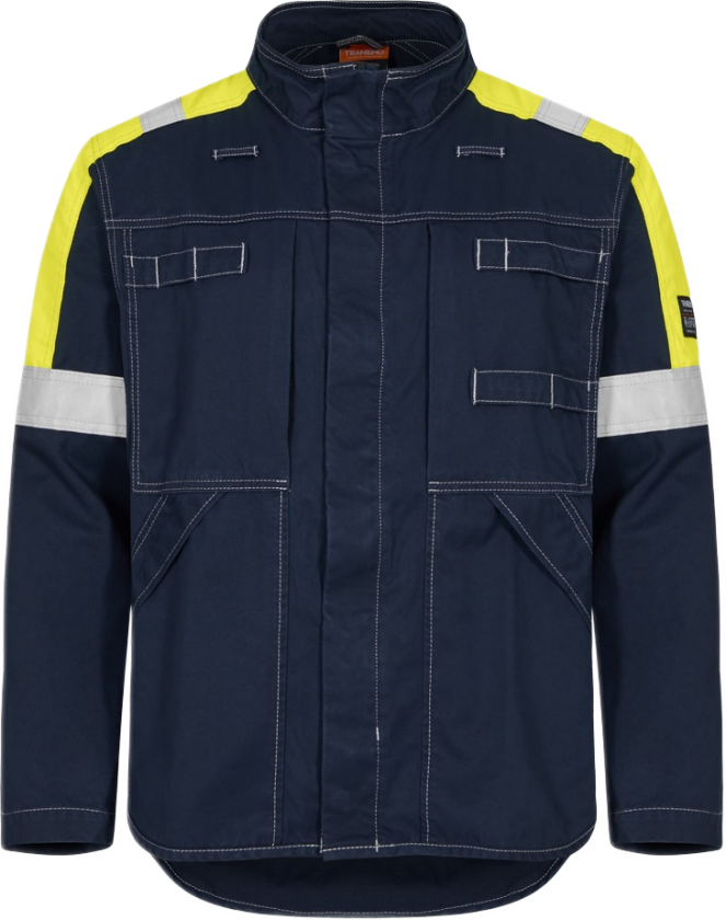 Jakke – Flammehemmende, Smeltet Metallbeskyttelse (57368894-2XL, Gul/marineblå, 1 Stykk, størrelse-2XL)