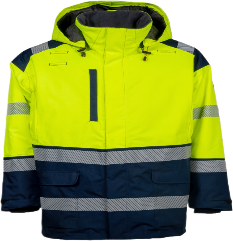 Vinterparkas – Slitesterk, PFAS-fri (43184694-XS, Gul/marineblå, 1 Stykk, størrelse-XS)