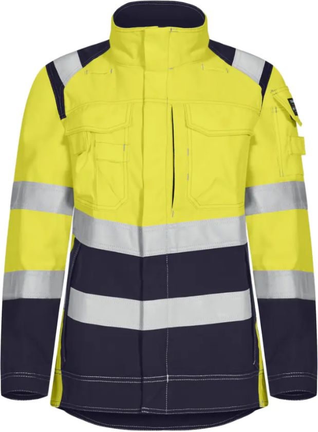 Damejakke – Lett, Flammehemmende (58388194-2XL, Gul/marineblå, 1 Stykk, størrelse-2XL)