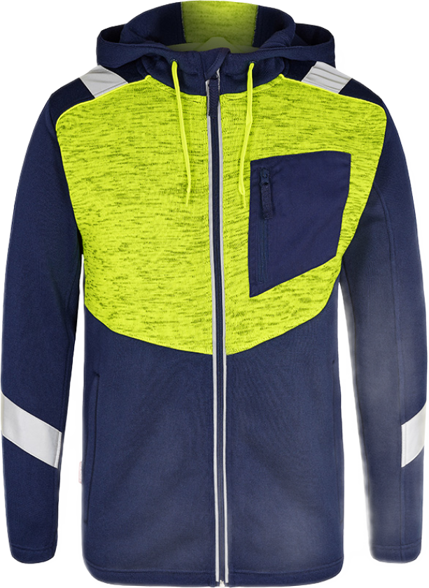 Cargo Strikket Cardigan – Myk, Refleksdetaljer (8870-256-16538-5XL, Blekk blå/Hivis gul, 1 Stykk, størrelse-5XL)