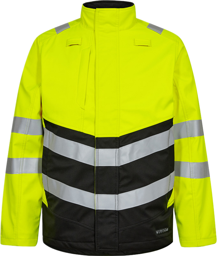 Softshelljakke – Høy synlighet, flammebeskyttelse (1324-185-3820-L, Hivis Gul/Sort, 1 Stykk, størrelse-L)
