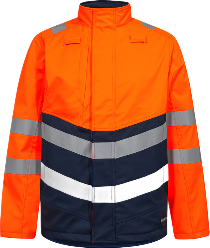 Softshelljakke – Høy synlighet, flammebeskyttelse (1324-185-10165-XS, Oransje/blekk blå, 1 Stykk, størrelse-XS)