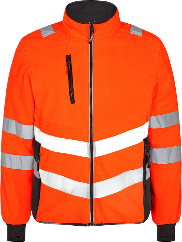 Fleecejakke – Moderne Snitt, Refleksdetaljer (1192-236-1079-6XL, Hivis Oransje/Antrasittgrå, 1 Stykk, størrelse-6XL)