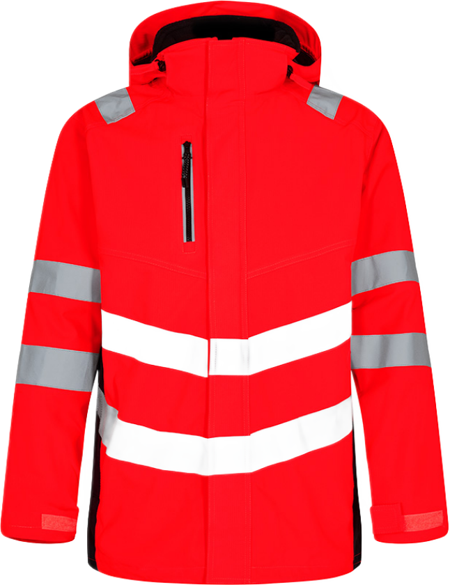 Parkasskalljakke – Vann- og vindtett, pustende (1145-930-4720-2XL, Hivis Rød/Sort, 1 Stykk, størrelse-2XL)