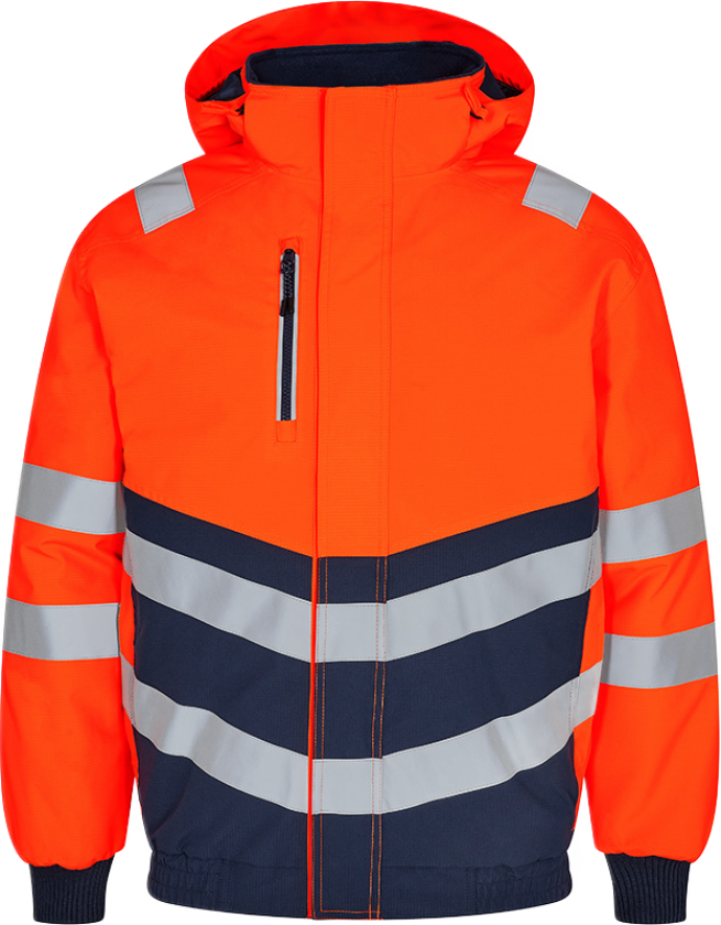 Safety Pilotjakke – Vann- og vindtett, høy synlighet (1248-930-10165-L, Oransje/blekk blå, 1 Stykk, størrelse-L)