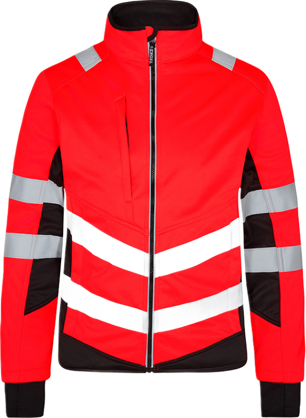 Softshelljakke – Vannavstøtende, Refleks (1158-237-4720-S, Hivis Rød/Sort, 1 Stykk, størrelse-S)