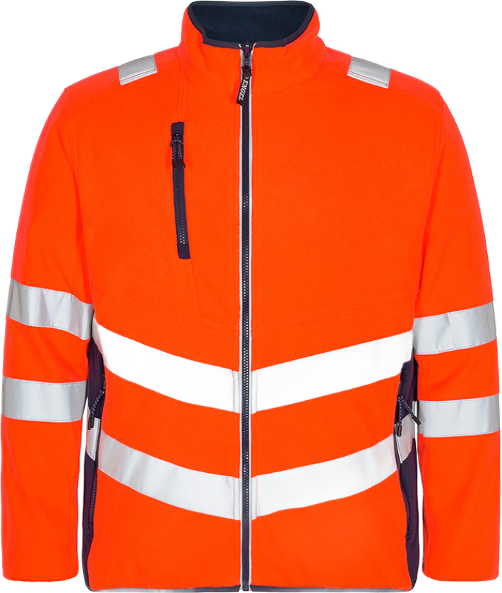 Fleecejakke – Moderne Snitt, Refleksdetaljer (1192-236-10165-4XL, Oransje/blekk blå, 1 Stykk, størrelse-4XL)