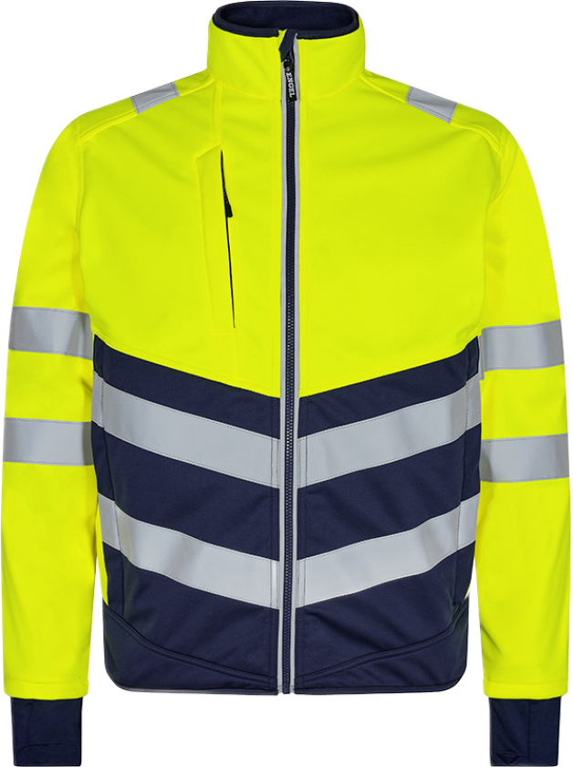 Softshelljakke – Vannavstøtende, Refleks (1150-237-38165-L, Hivis Gul/Blekkblå, 1 Stykk, størrelse-L)