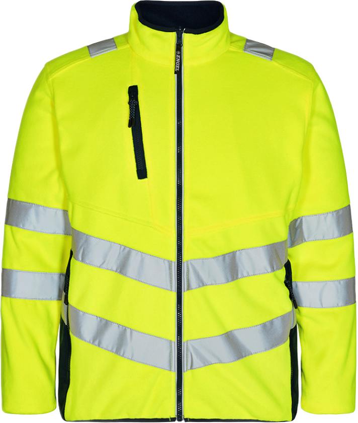 Fleecejakke – Moderne Snitt, Refleksdetaljer (1192-236-38165-S, Hivis Gul/Blekkblå, 1 Stykk, størrelse-S)