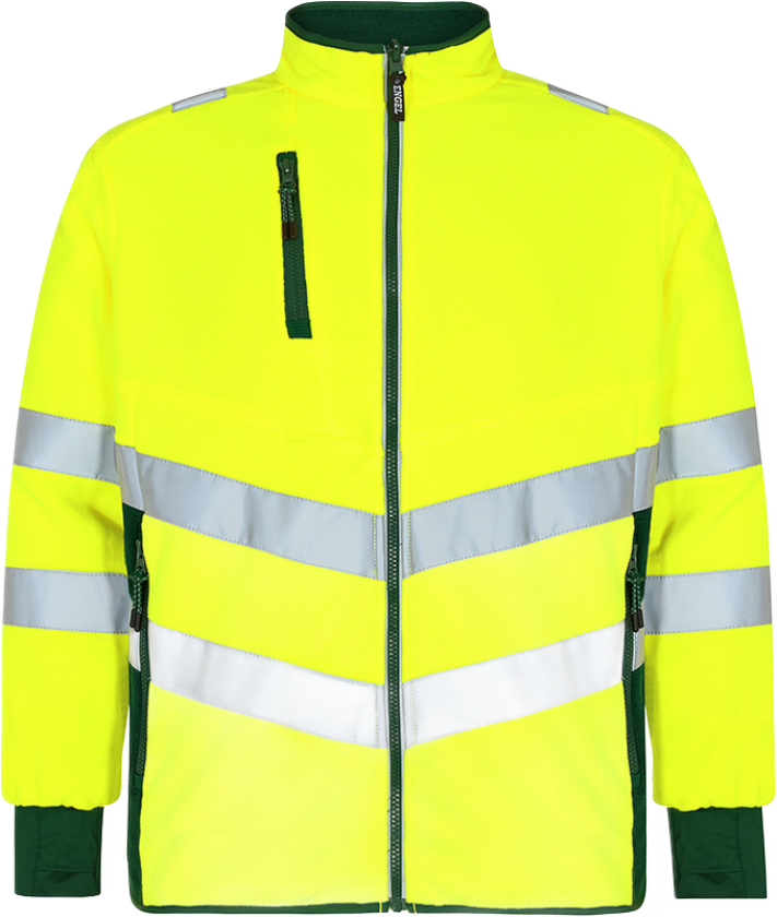 Fleecejakke – Moderne Snitt, Refleksdetaljer (1192-236-381-L, Hivis Gul/Grønn, 1 Stykk, størrelse-L)