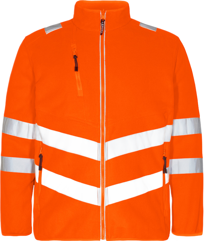 Fleecejakke – Moderne Snitt, Refleksdetaljer (1192-236-10-4XL, HV oransje, 1 Stykk, størrelse-4XL)