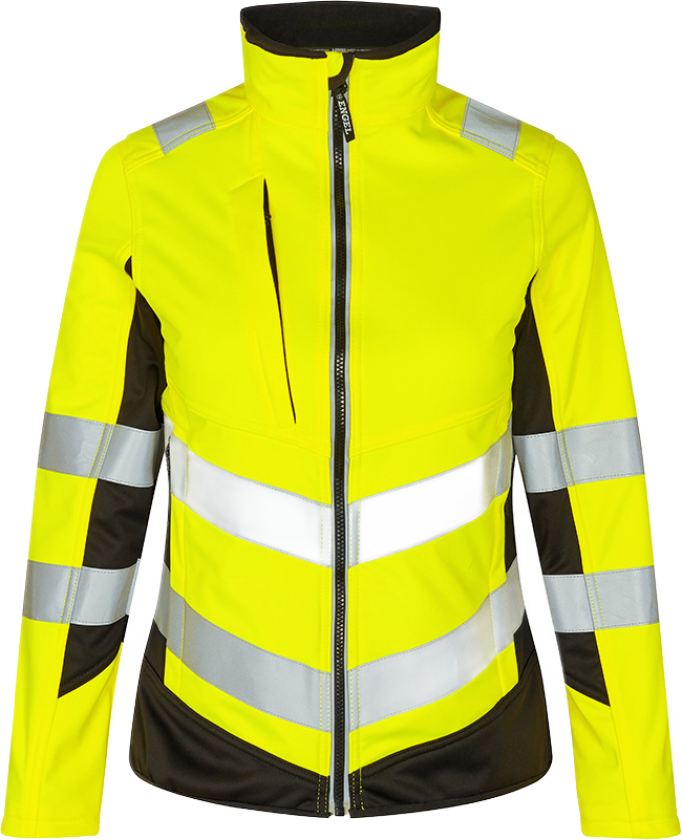 Safety Dame Softshelljakke – Vind- og vannavstøtende (1156-237-3820-S, Hivis Gul/Sort, 1 Stykk, størrelse-S)
