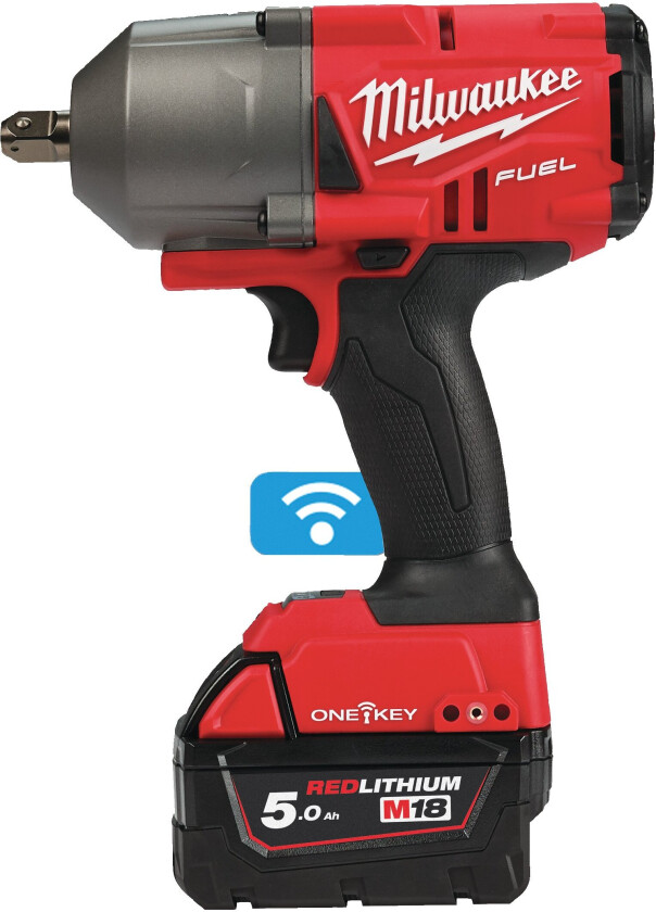 Muttertrekker milwaukee 18v muttertrekker ½″ onefhiwp12 med låsestift i hd box med 2 x 18v 5ah batterier & lader