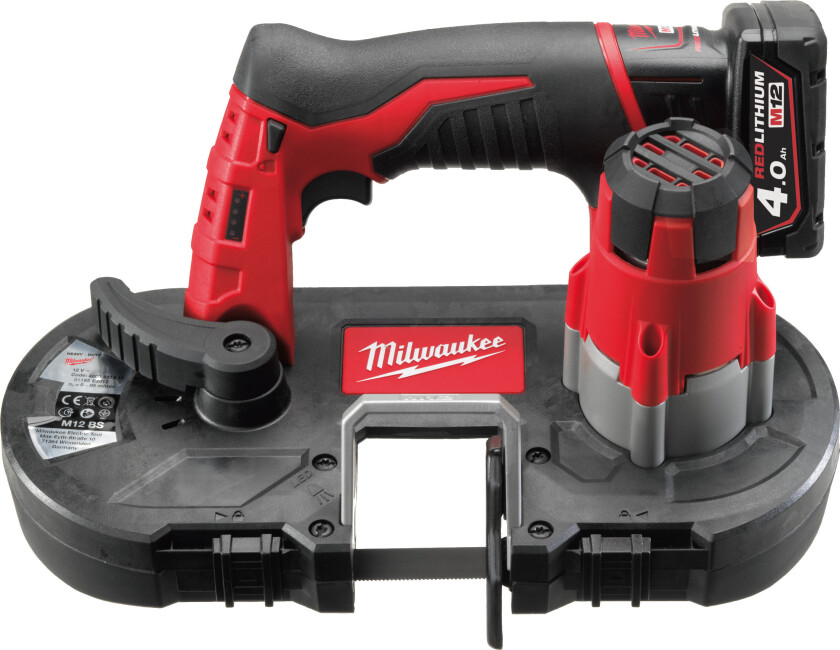 12v kompakt båndsag m12 bs i koffert med 2 x 18v 4,0ah batterier & lader